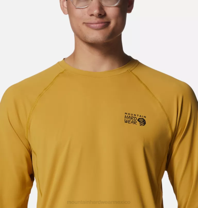 hombres tapas amarillo desierto Mountain Hardwear equipo de manga larga del lago del cráter 84RX68 - Image 3