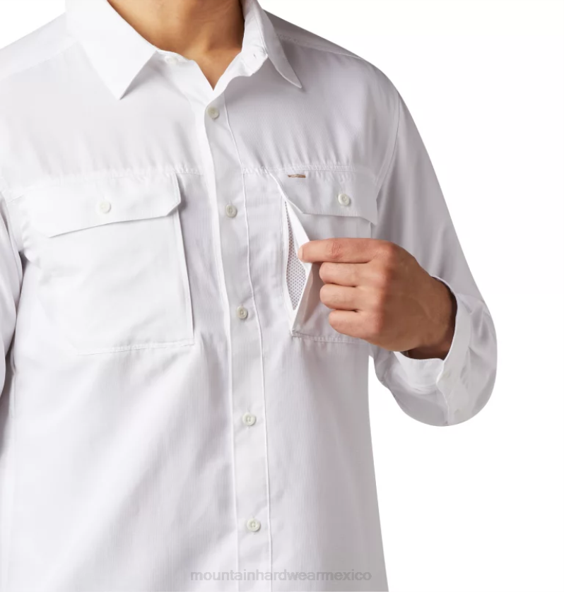 hombres tapas blanco Mountain Hardwear camisa de manga larga cañón 84RX323 - Image 3