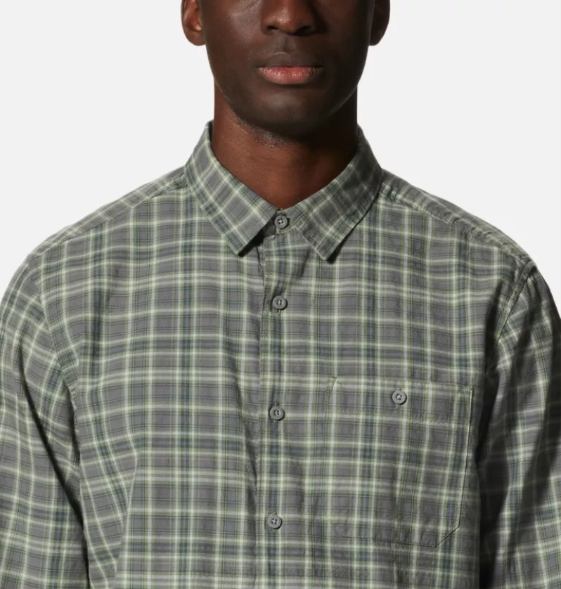 hombres tapas dosel de campo a cuadros Mountain Hardwear camisa de manga larga de álamo grande 84RX393 - Image 3