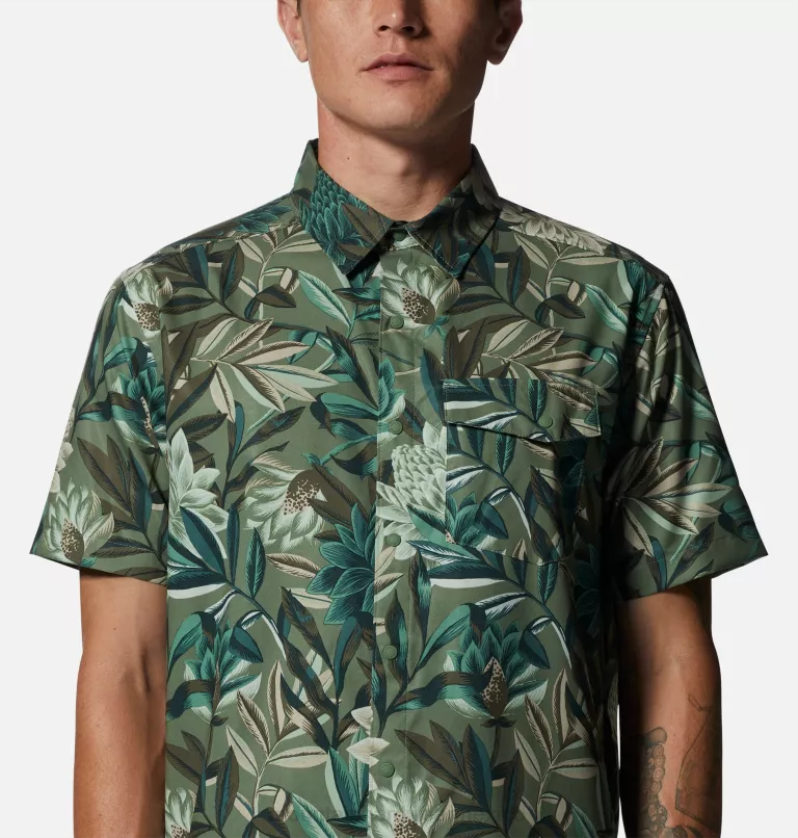 hombres tapas estampado tropical de campo Mountain Hardwear camisa de manga corta sombra lite 84RX335 - Image 3