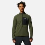 hombres tapas excedente de brezo verde Mountain Hardwear chaqueta polartec power grid con media cremallera 84RX270