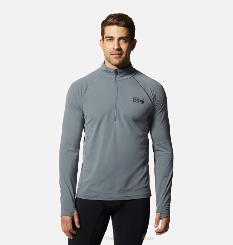 hombres_tapas_gris_aluminio_mountain_hardwear_elastico_1_2_cremallera_84rx192.png hombres tapas gris aluminio Mountain Hardwear elástico 1/2 cremallera 84RX192 - Image 1