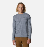 hombres tapas gris jaspeado metalizado Mountain Hardwear bloqueador solar manga larga 84RX208
