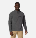 hombres tapas gris jaspeado metalizado Mountain Hardwear micropolar polartec con cremallera de 1/4 84RX448