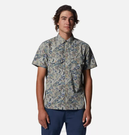 hombres tapas kilim con estampado floral de tierras baldías Mountain Hardwear camisa manga corta stryder 84RX405