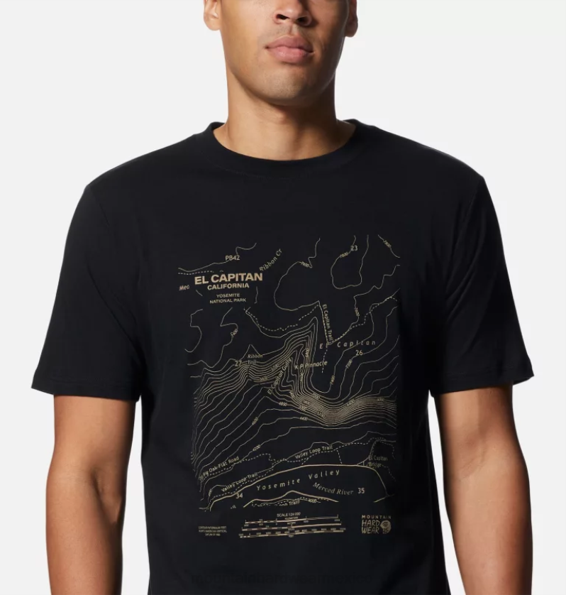 hombres tapas negro Mountain Hardwear camiseta manga corta el cap topo 84RX413 - Image 3