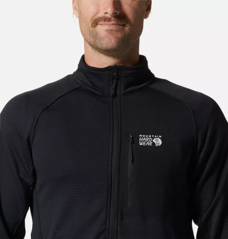 hombres tapas negro Mountain Hardwear chaqueta polartec power grid con media cremallera 84RX269 - Image 3