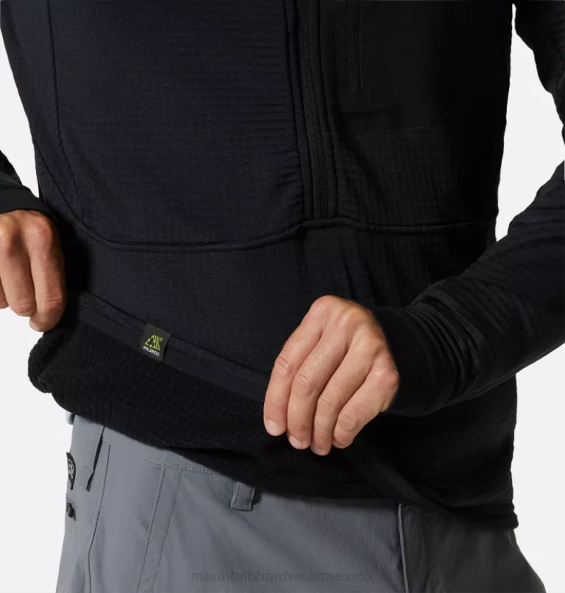 hombres tapas negro Mountain Hardwear chaqueta polartec power grid con media cremallera 84RX269 - Image 5