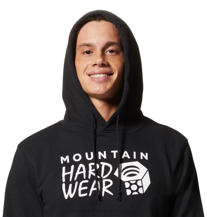 hombres tapas negro Mountain Hardwear sudadera con capucha y logo mhw 84RX139 - Image 2