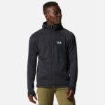 hombres tapas negro Mountain Hardwear sudadera polartec power grid con cremallera completa 84RX265