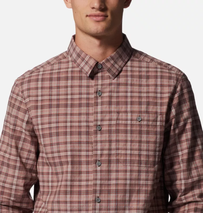hombres tapas tela escocesa del dosel de la tierra de la arcilla Mountain Hardwear camisa de manga larga de álamo grande 84RX392 - Image 3