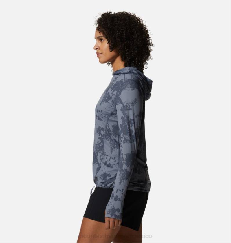 mujer tapas estampado de tinte disperso de pizarra azul Mountain Hardwear sudadera con capucha de manga larga del lago del cráter 84RX590 - Image 2